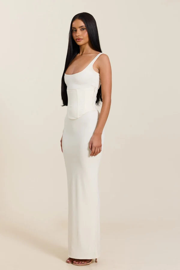 Sandra Scoop Corset Maxi Dress Cream Size XS