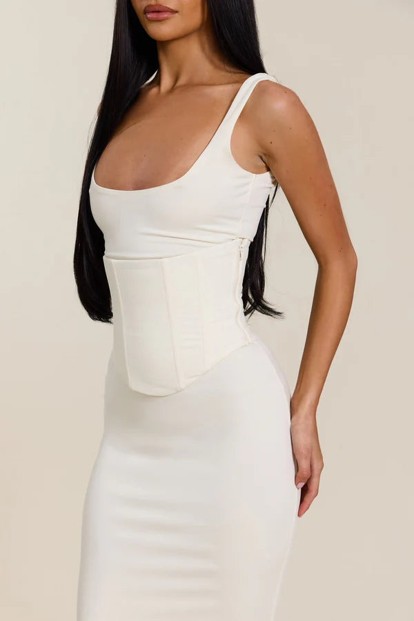 Sandra Scoop Corset Maxi Dress Cream Size XS