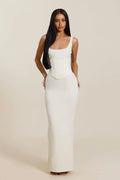 Sandra Scoop Corset Maxi Dress Cream Size XS