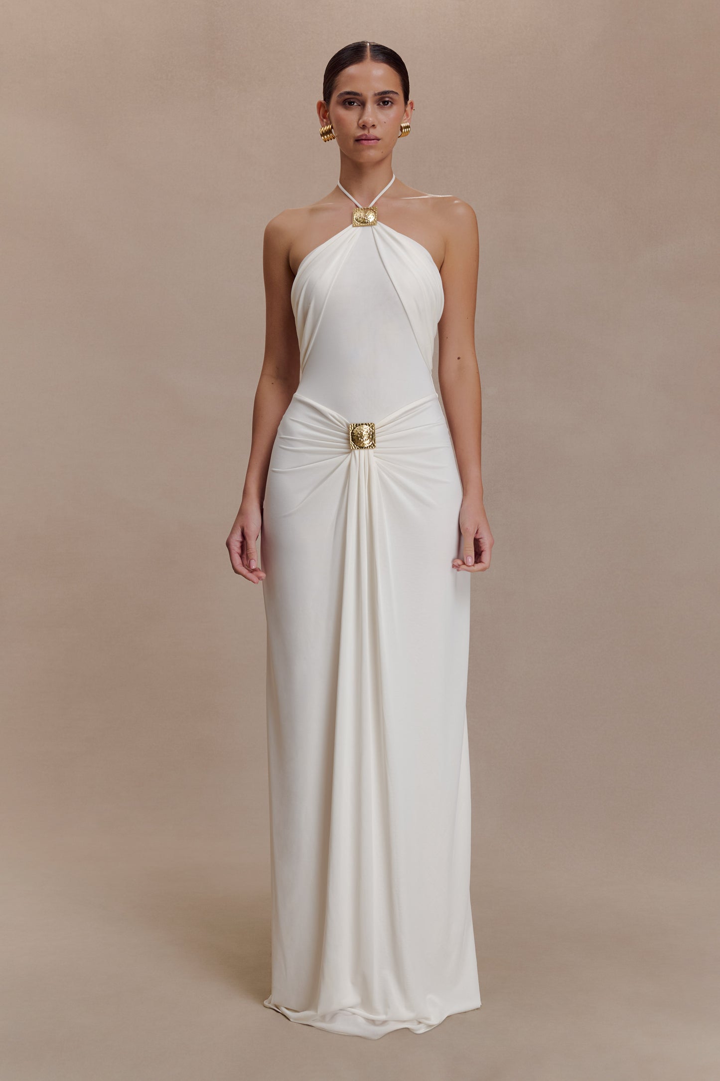 Quincy Halter Maxi Dress Ivory Size L