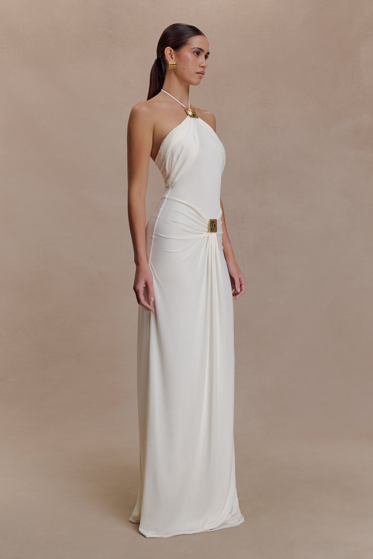 Quincy Halter Maxi Dress Ivory Size L