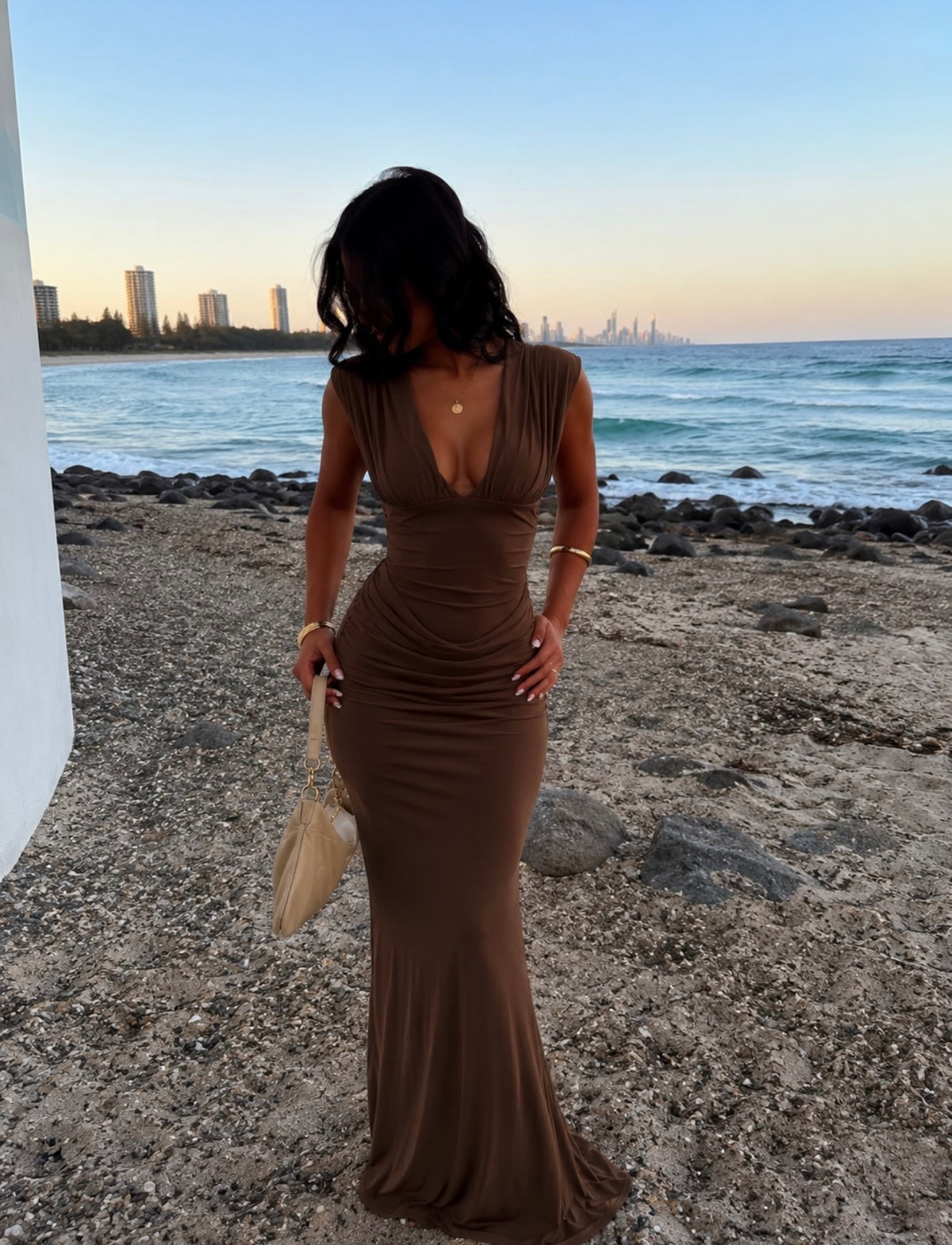 PLT Plunge Maxi brown Size M