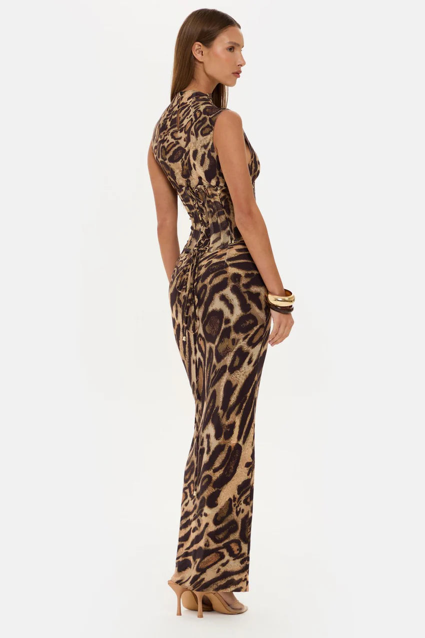 Dakota leopard corset maxi