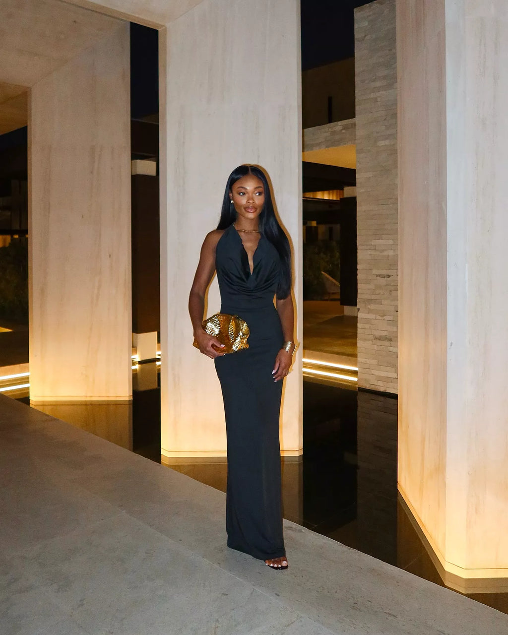 Black Maxi - Sylvana Cowl Halter SIZE M (10)