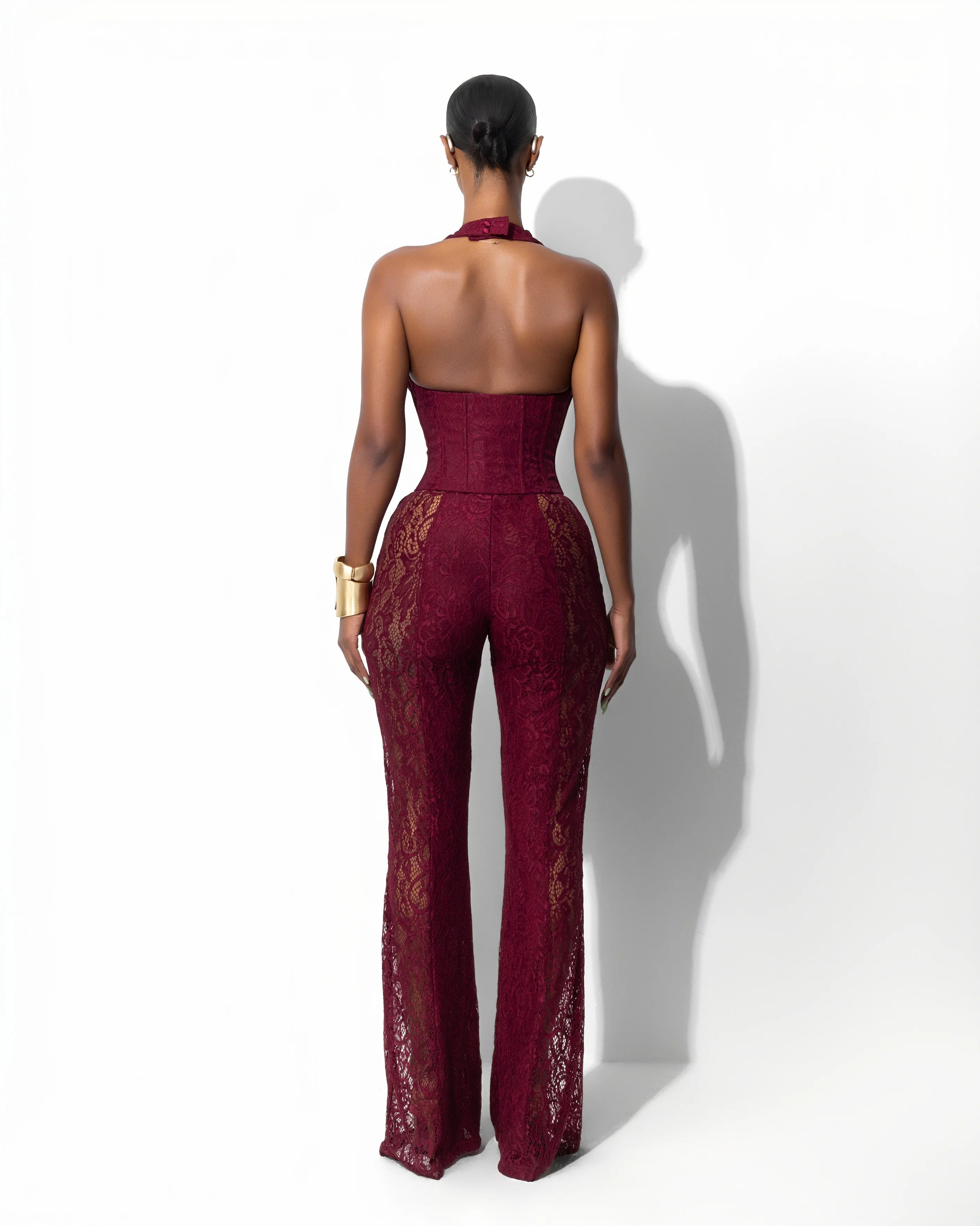 Trouble Lace Jumpsuit Burgundy Size S (8)